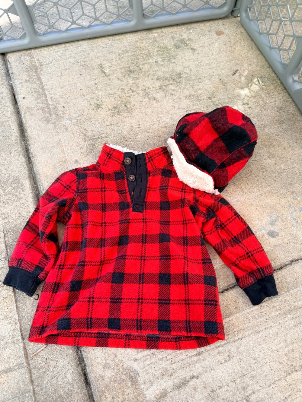 Carter's Red & Black Plaid Pullover Hoodie with Matching Hat
